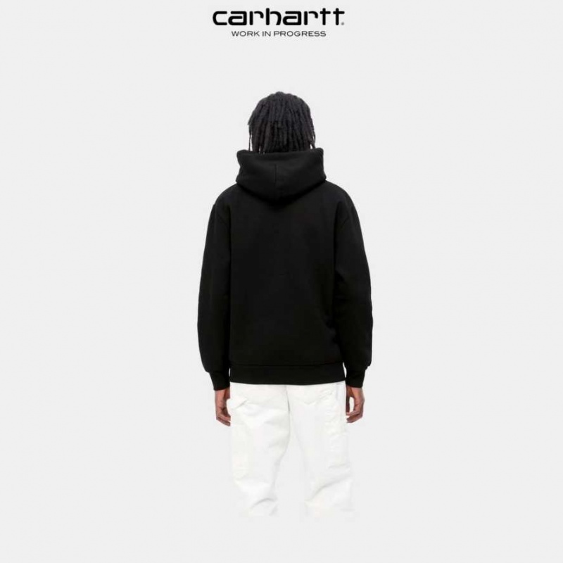 Carhartt Wip Hooded Happy Script Sweatshirt Black | TH0000320