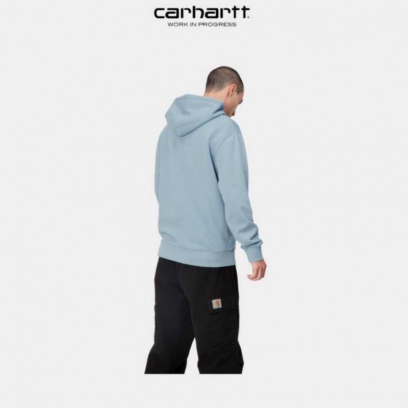 Carhartt Wip Hooded Scrawl Sweatshirt Misty Sky | TH0000328