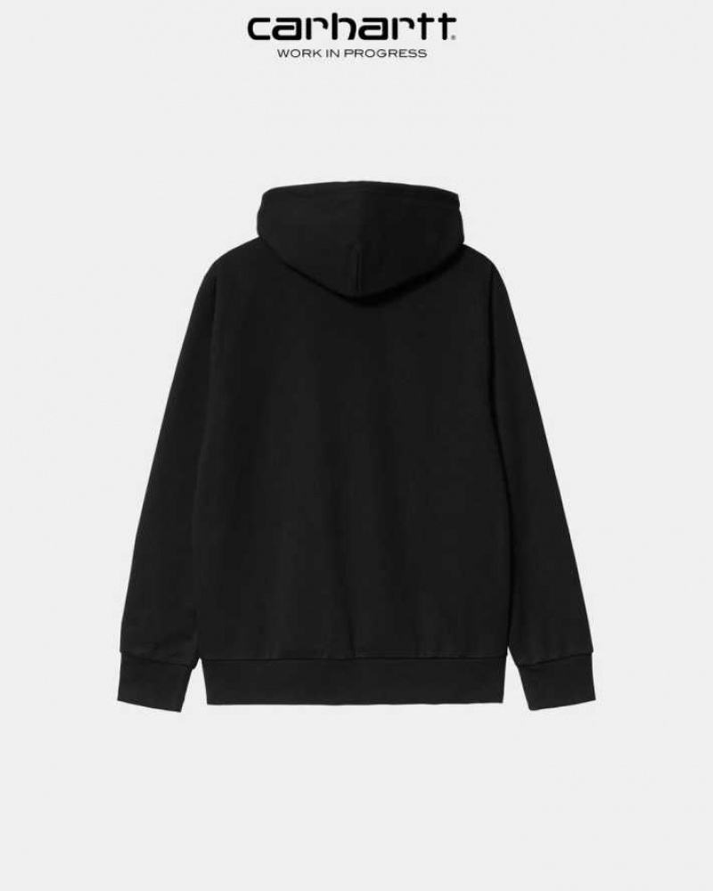 Carhartt Wip Hooded Script Embroidery Sweatshirt Black | TH0000329