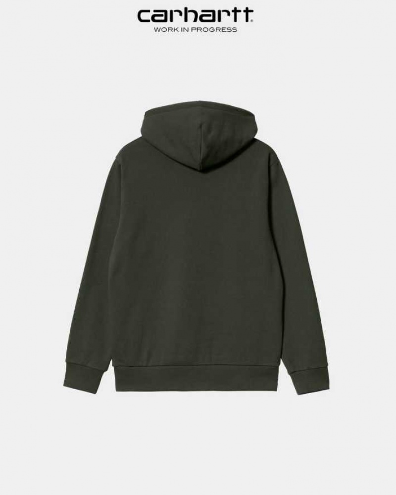 Carhartt Wip Hooded Script Embroidery Sweatshirt Boxwood | TH0000331