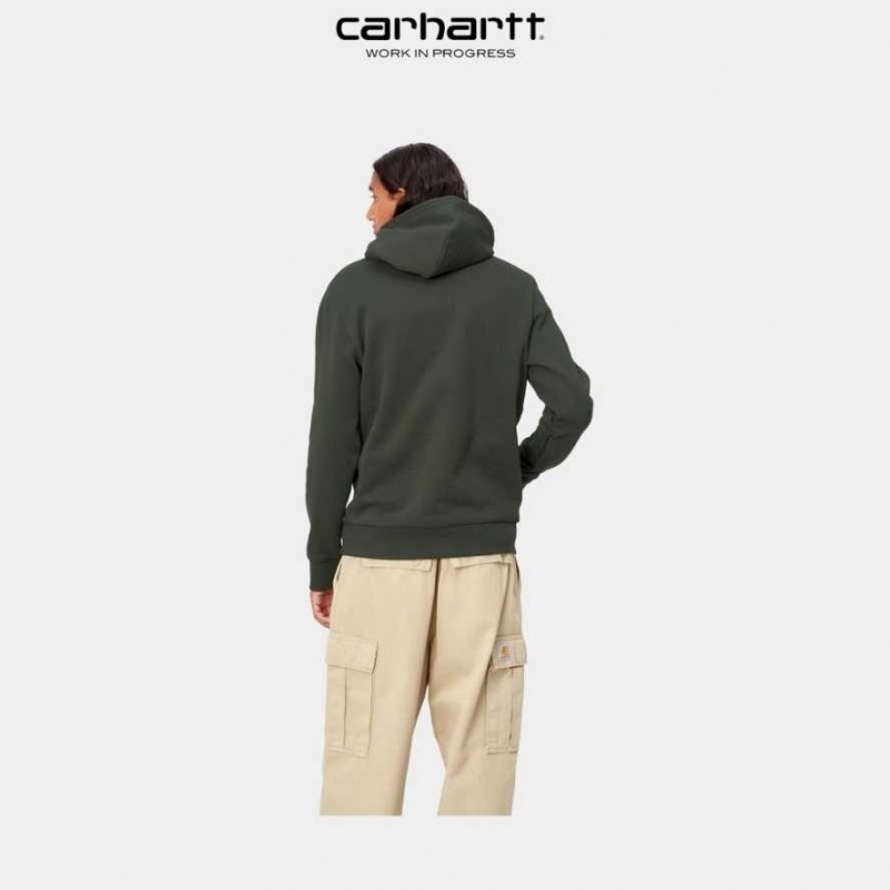 Carhartt Wip Hooded Script Embroidery Sweatshirt Boxwood | TH0000331