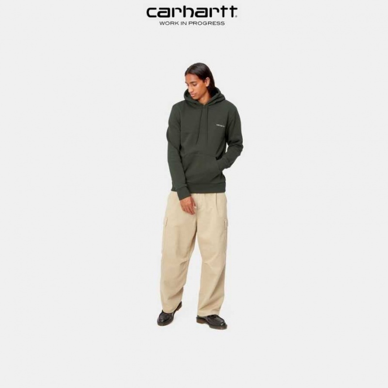 Carhartt Wip Hooded Script Embroidery Sweatshirt Boxwood | TH0000331