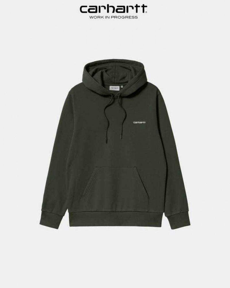 Carhartt Wip Hooded Script Embroidery Sweatshirt Boxwood | TH0000331