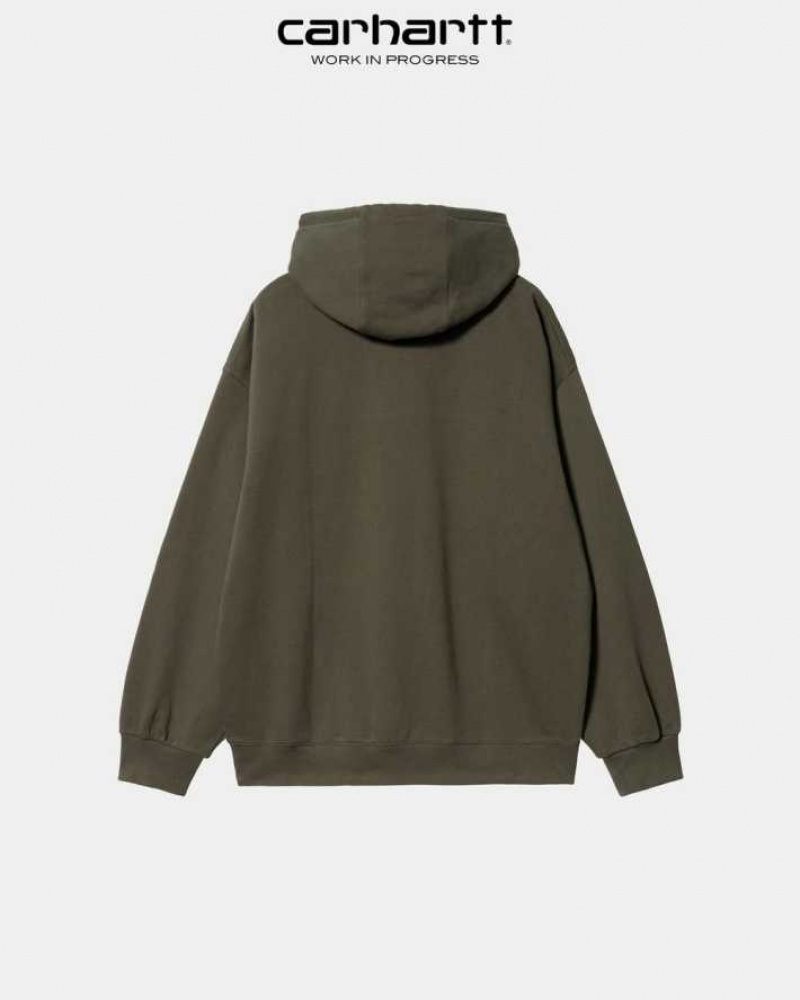 Carhartt Wip Hooded Wade Half Zip Sweatshirt Cypress | TH0000347