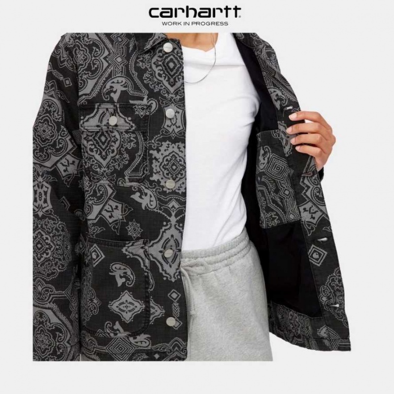 Carhartt Wip Irving Coat Black Verse Print | TH0000942