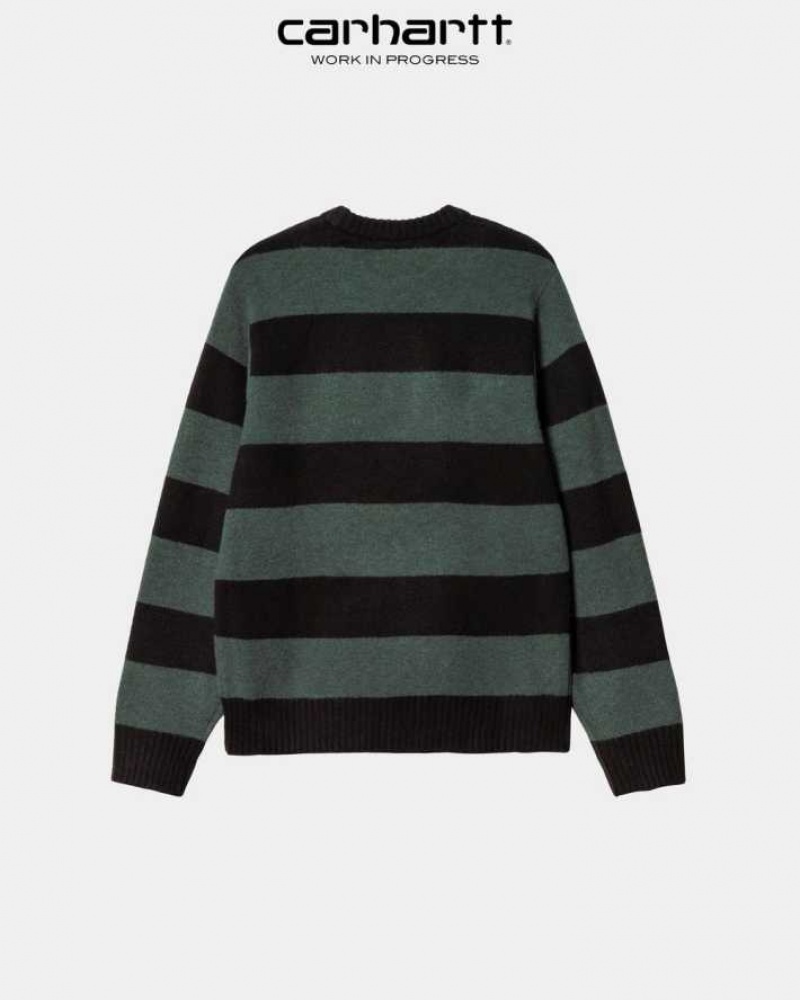 Carhartt Wip Jagger Stripe Sweater Juniper Heather | TH0000352