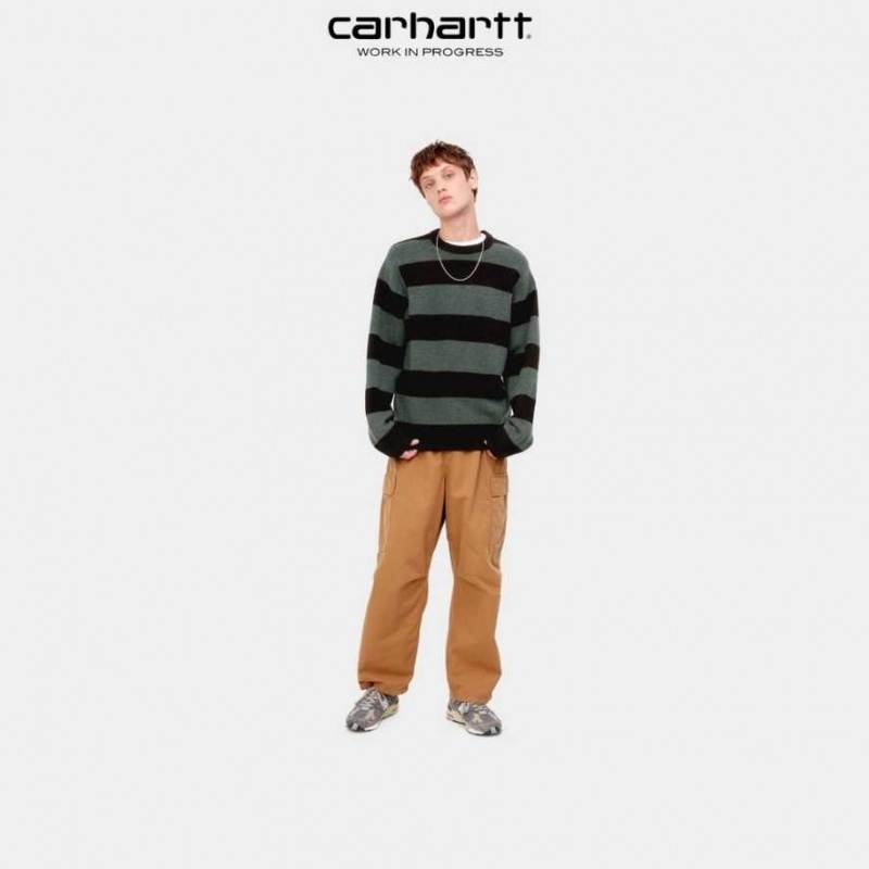 Carhartt Wip Jagger Stripe Sweater Juniper Heather | TH0000352