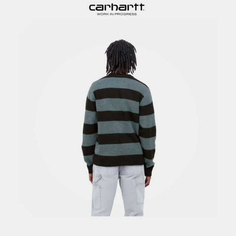 Carhartt Wip Jagger Stripe Sweater Storm Blue Heather | TH0000353