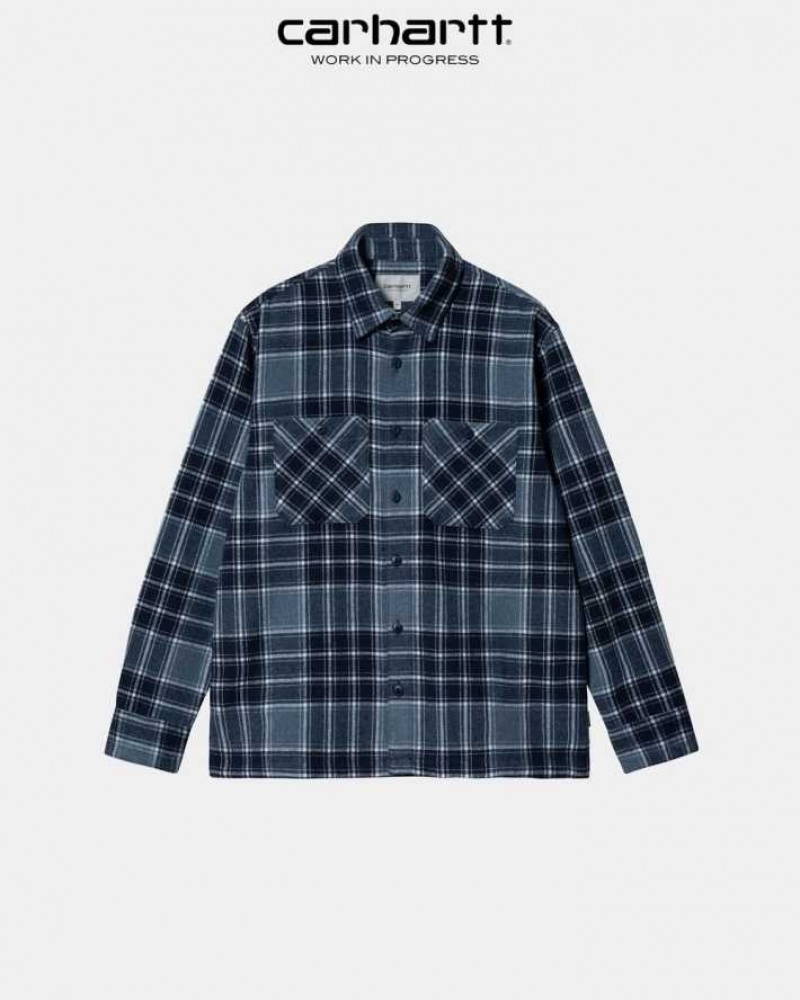 Carhartt Wip Jared Check Shirt Storm Blue | TH0001800