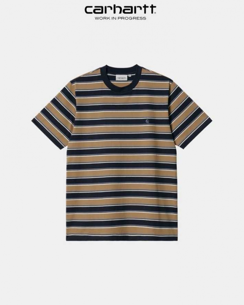 Carhartt Wip Leone Stripe T-Shirt Buffalo | TH0002223