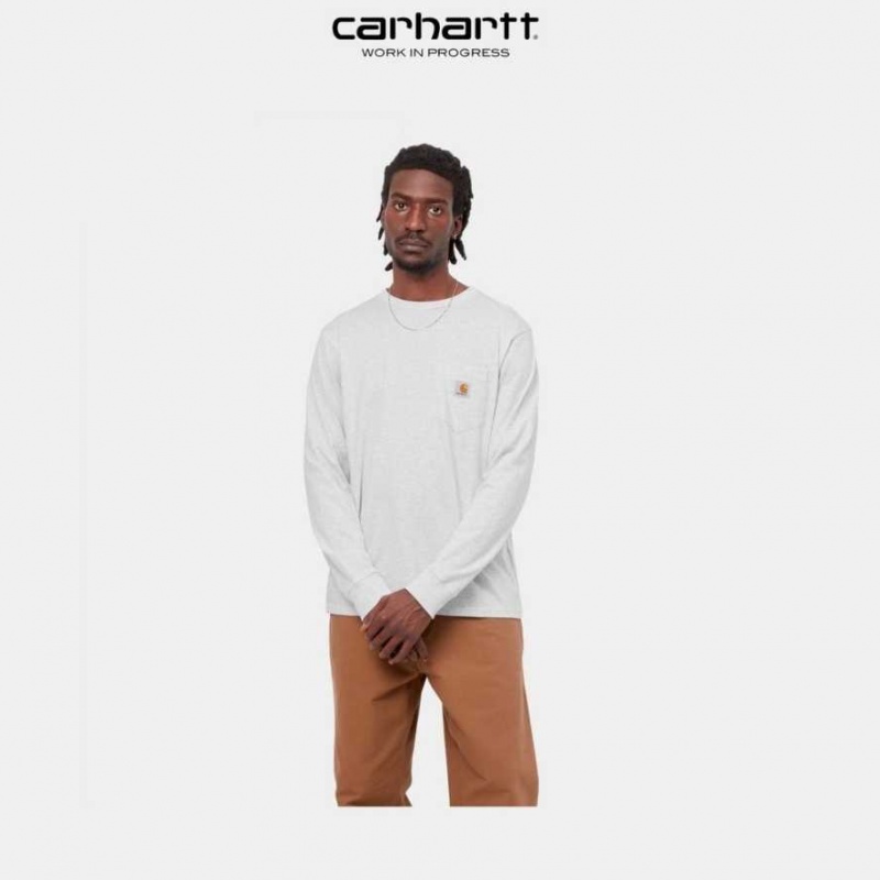 Carhartt Wip Long Sleeve Pocket T-Shirt Ash Heather | TH0002244