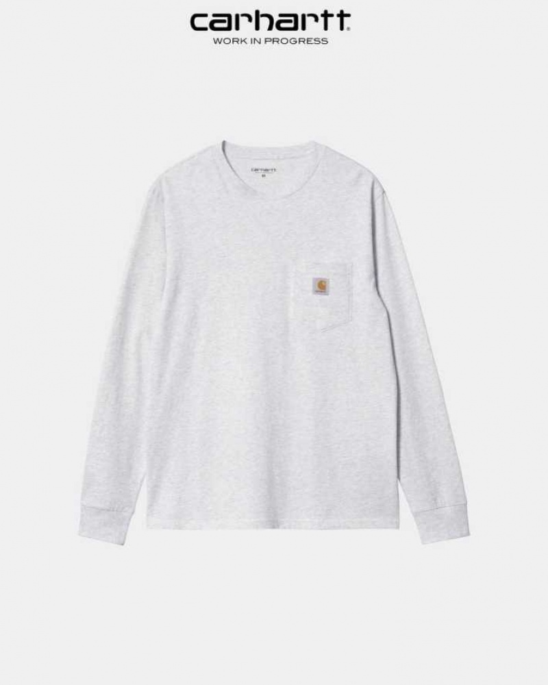 Carhartt Wip Long Sleeve Pocket T-Shirt Ash Heather | TH0002244