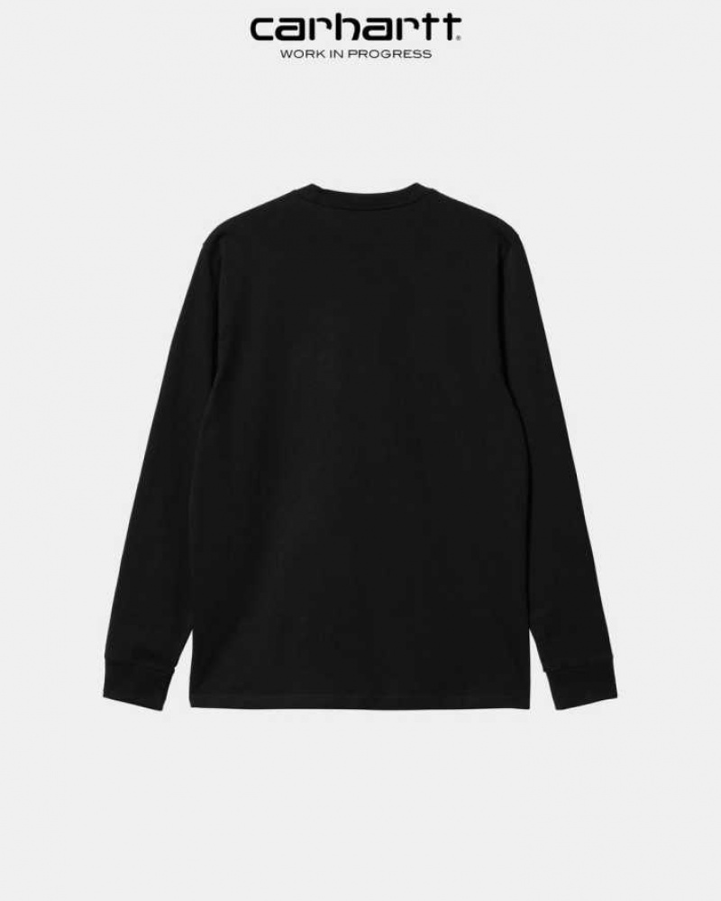 Carhartt Wip Long Sleeve Pocket T-Shirt Black | TH0002238