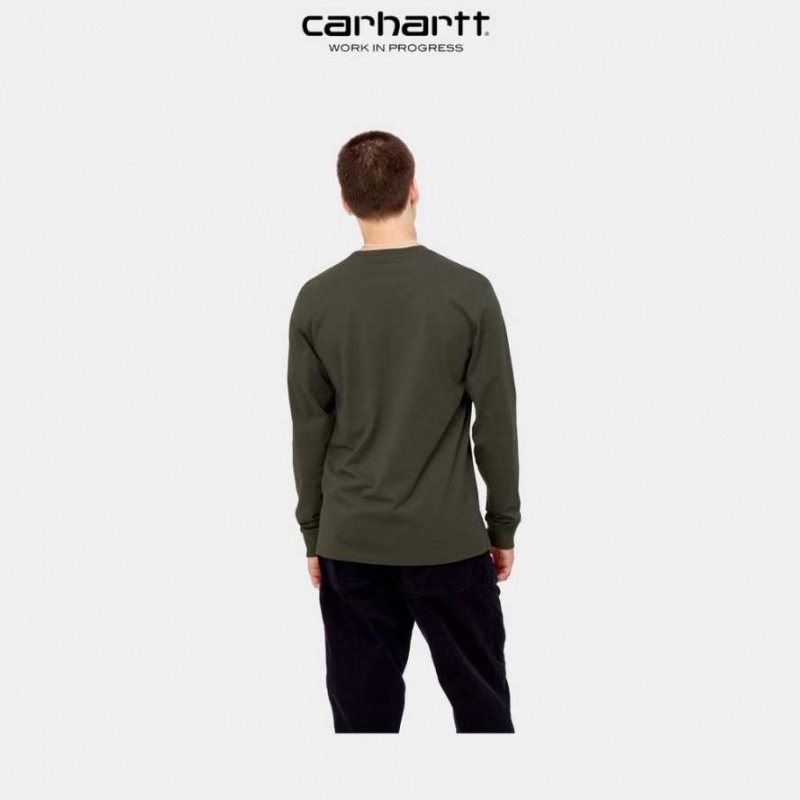 Carhartt Wip Long Sleeve Pocket T-Shirt Cypress | TH0002235