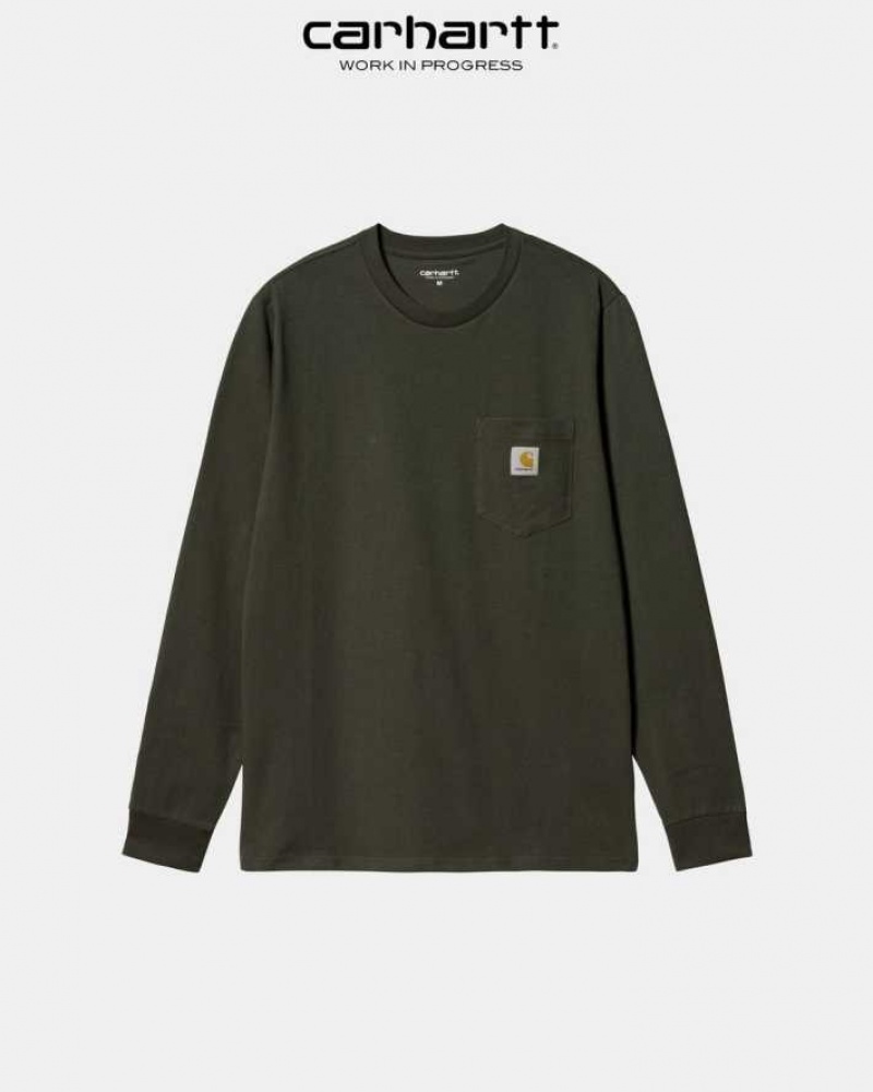 Carhartt Wip Long Sleeve Pocket T-Shirt Cypress | TH0002235