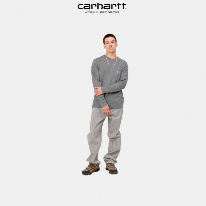 Carhartt Wip Long Sleeve Pocket T-Shirt Dark Grey Heather | TH0002243