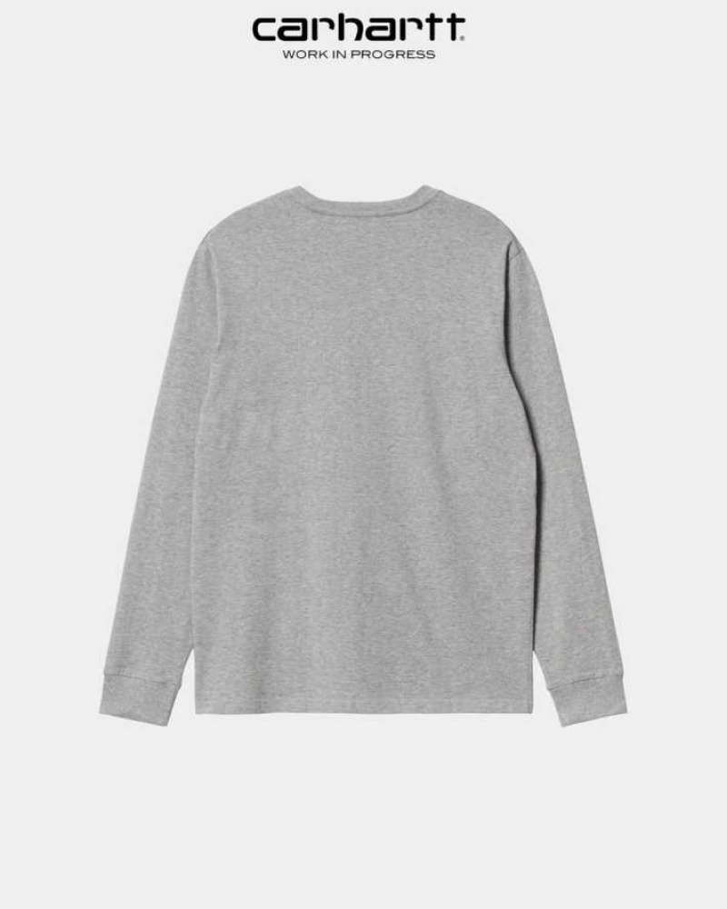 Carhartt Wip Long Sleeve Pocket T-Shirt Grey Heather | TH0002236