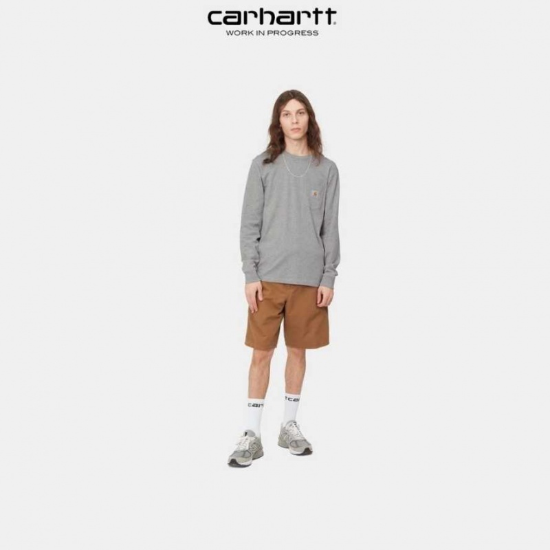 Carhartt Wip Long Sleeve Pocket T-Shirt Grey Heather | TH0002236