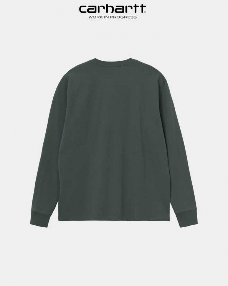 Carhartt Wip Long Sleeve Pocket T-Shirt Hemlock Green | TH0002242