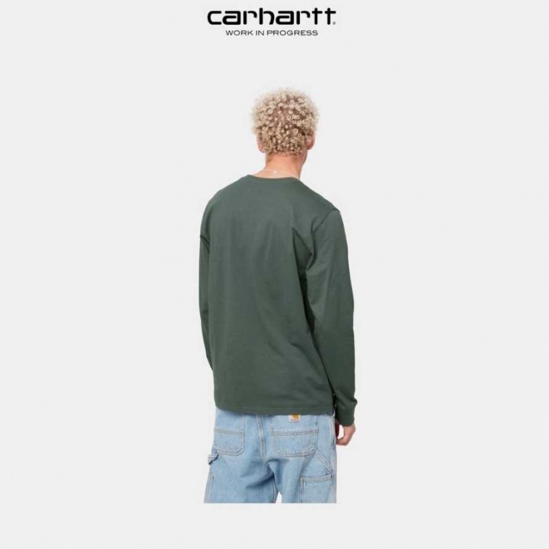 Carhartt Wip Long Sleeve Pocket T-Shirt Hemlock Green | TH0002242