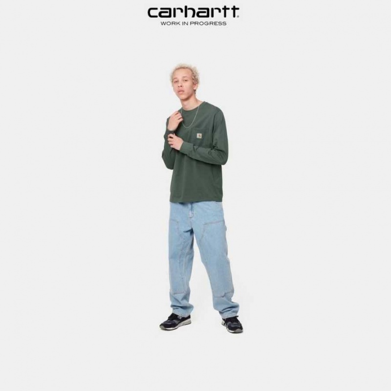 Carhartt Wip Long Sleeve Pocket T-Shirt Hemlock Green | TH0002242