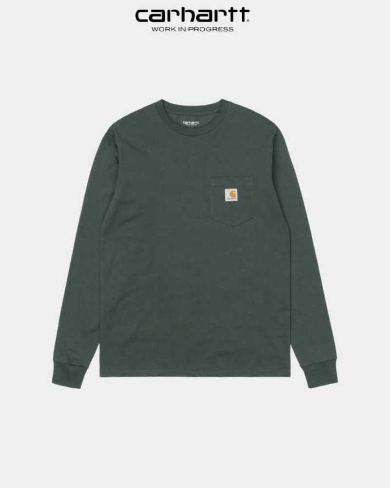 Carhartt Wip Long Sleeve Pocket T-Shirt Hemlock Green | TH0002242