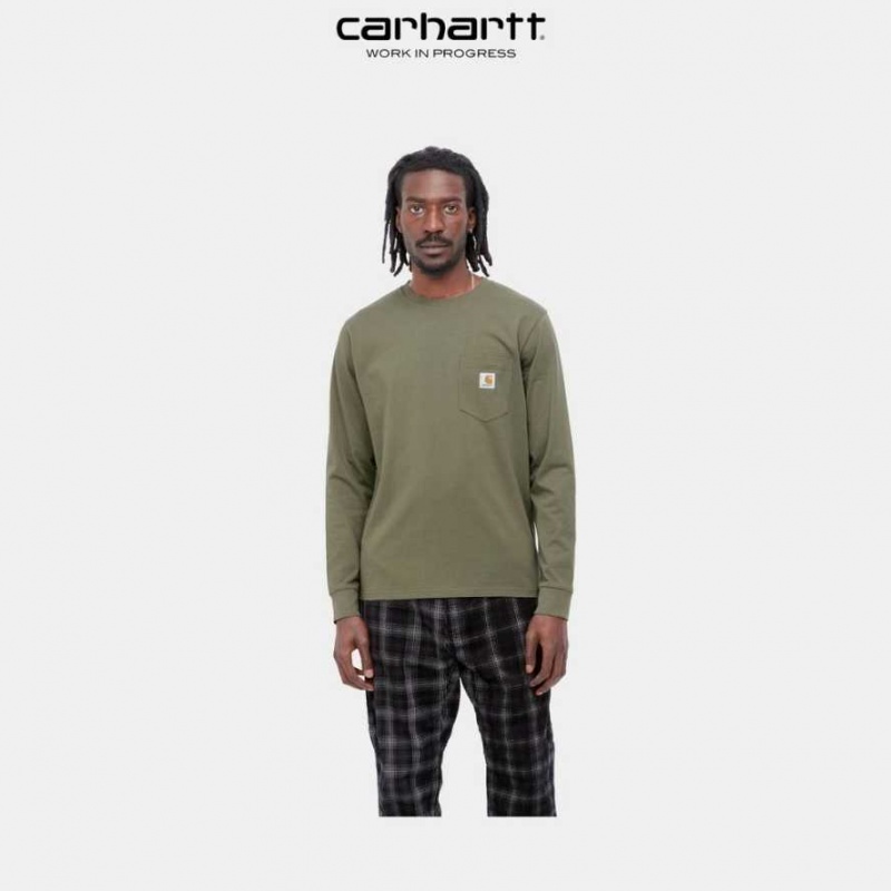 Carhartt Wip Long Sleeve Pocket T-Shirt Seaweed | TH0002240