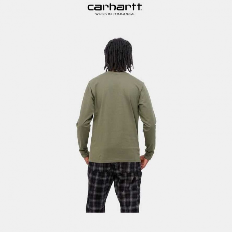 Carhartt Wip Long Sleeve Pocket T-Shirt Seaweed | TH0002240