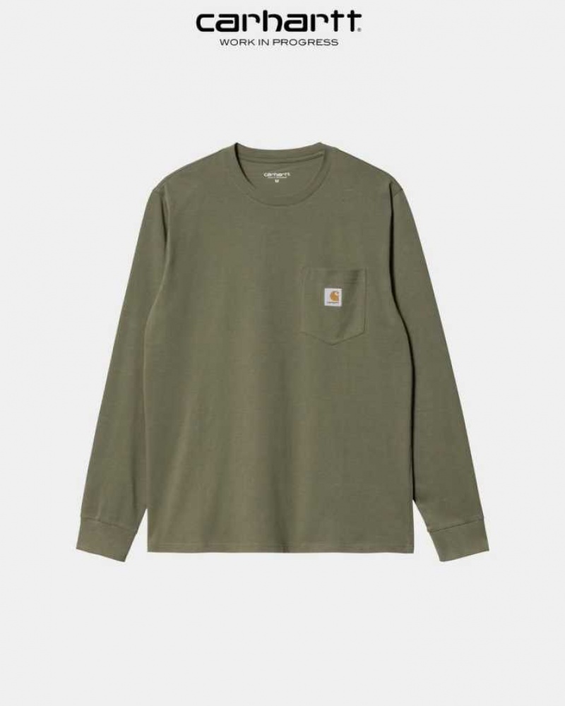 Carhartt Wip Long Sleeve Pocket T-Shirt Seaweed | TH0002240