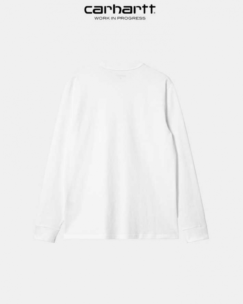 Carhartt Wip Long Sleeve Pocket T-Shirt White | TH0002237