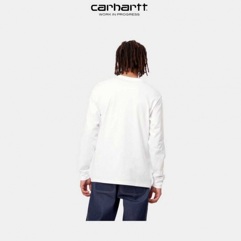 Carhartt Wip Long Sleeve Pocket T-Shirt White | TH0002237