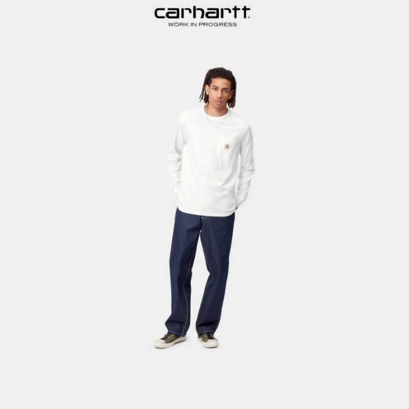 Carhartt Wip Long Sleeve Pocket T-Shirt White | TH0002237