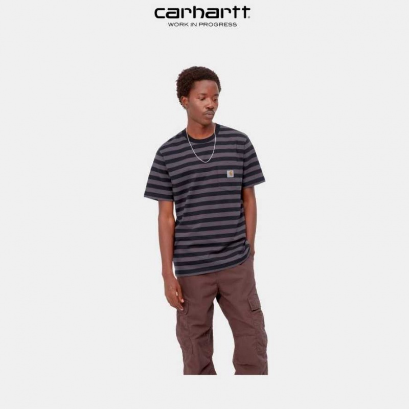 Carhartt Wip Merrick Stripe Pocket T-Shirt Soot / Artichoke | TH0002266