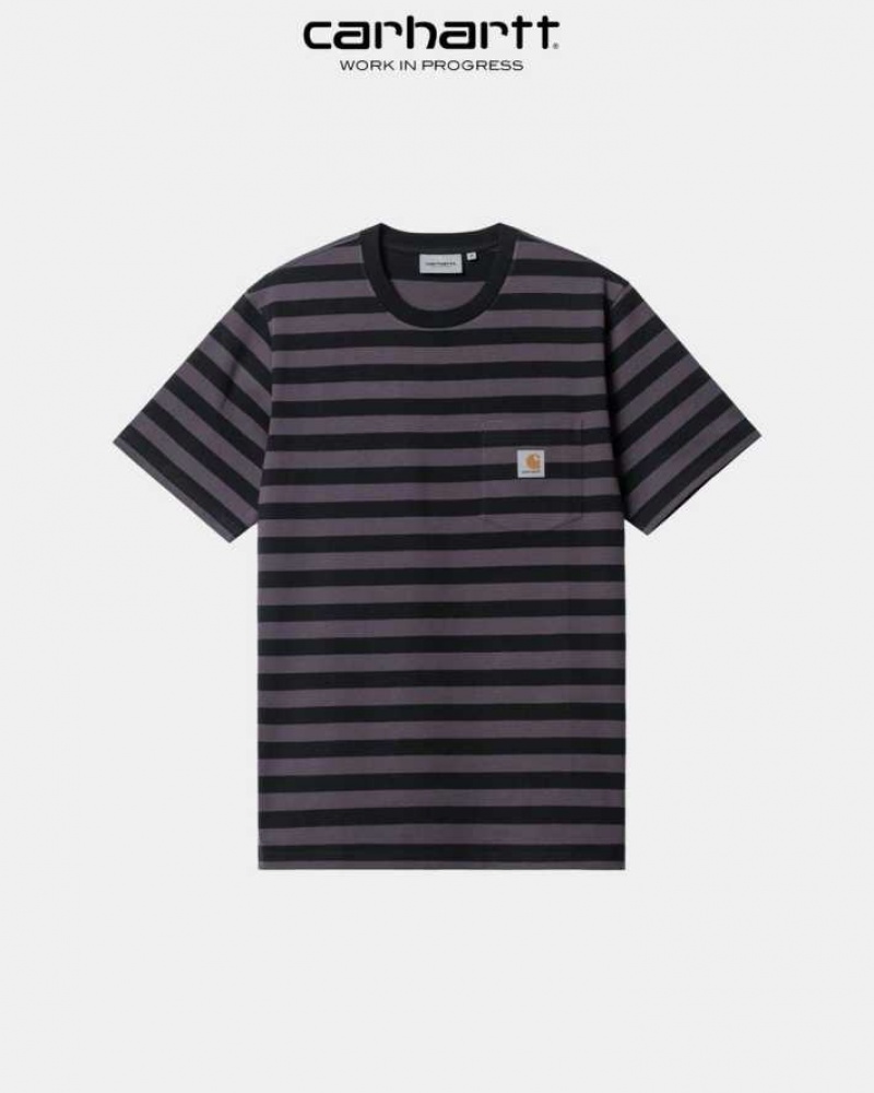 Carhartt Wip Merrick Stripe Pocket T-Shirt Soot / Artichoke | TH0002266