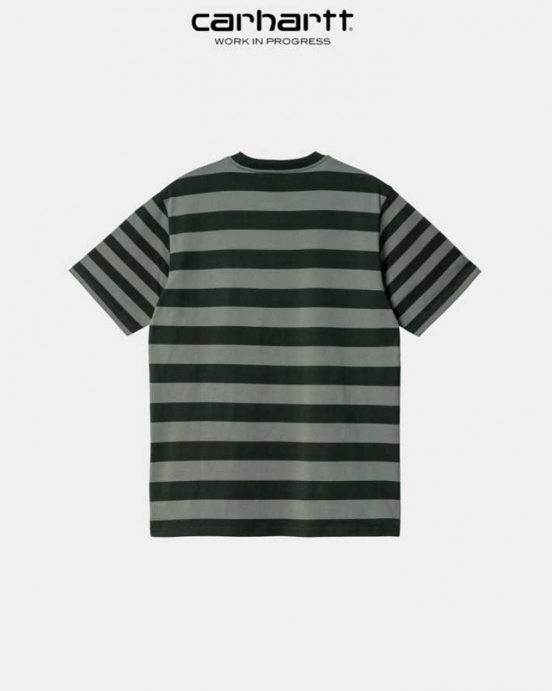 Carhartt Wip Merrick Stripe Pocket T-Shirt Dark Cedar / Thyme | TH0002267