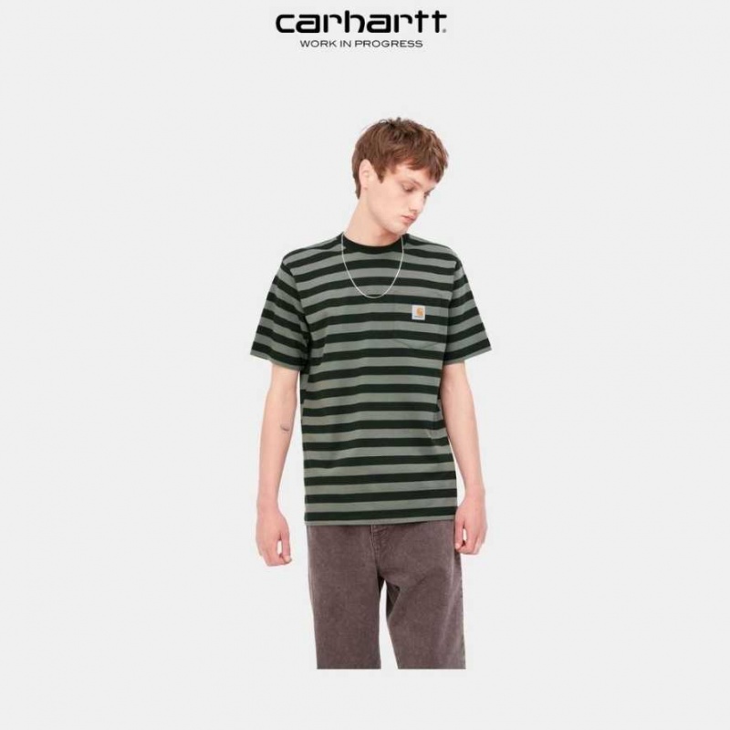 Carhartt Wip Merrick Stripe Pocket T-Shirt Dark Cedar / Thyme | TH0002267