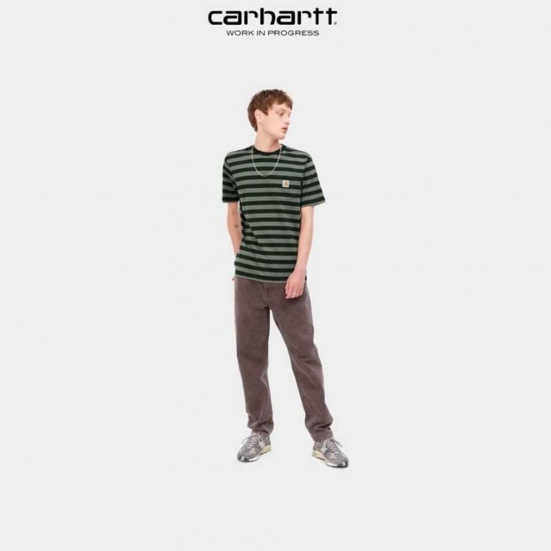 Carhartt Wip Merrick Stripe Pocket T-Shirt Dark Cedar / Thyme | TH0002267