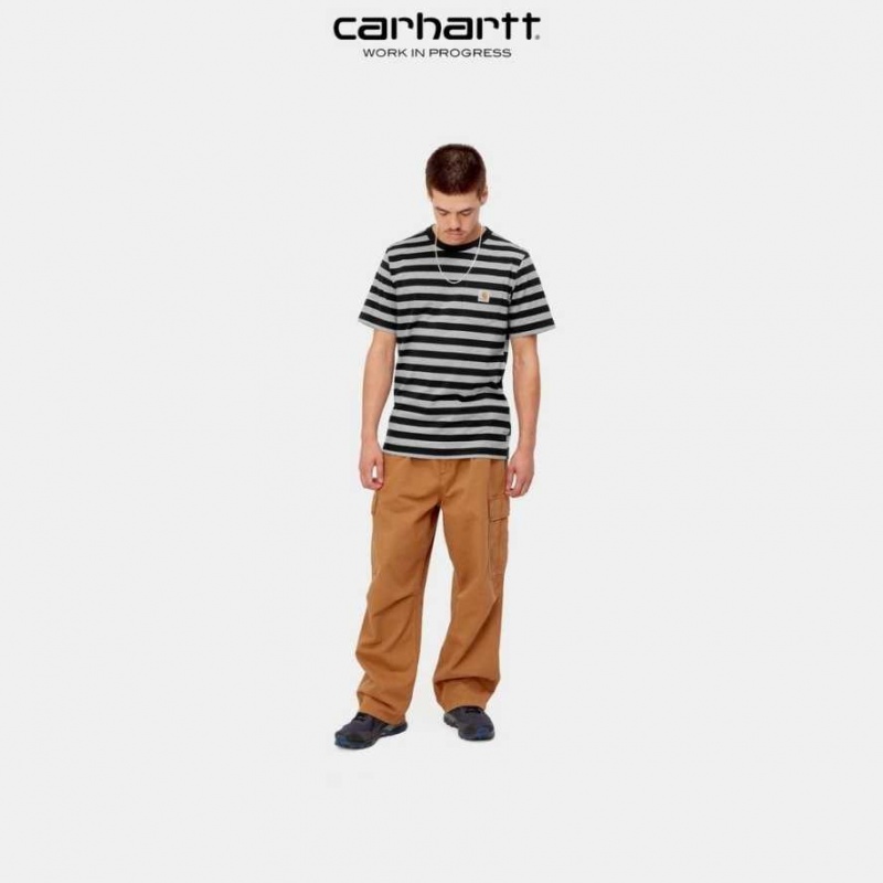 Carhartt Wip Merrick Stripe Pocket T-Shirt Black / Grey Heather | TH0002268