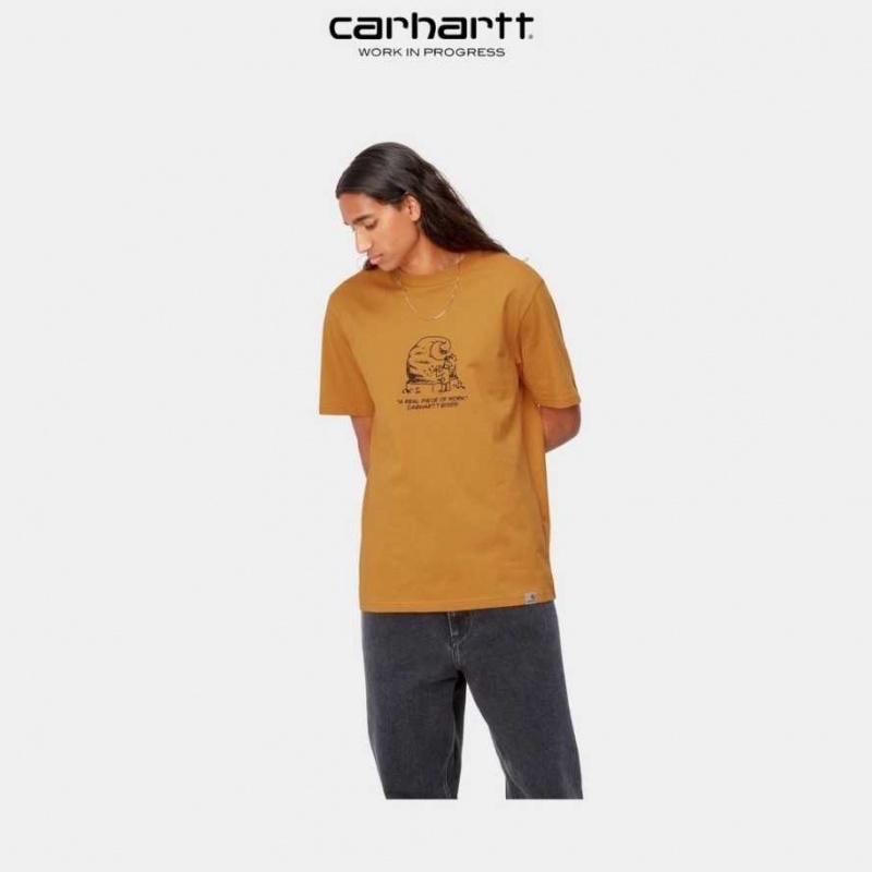 Carhartt Wip Piece Of Work T-Shirt Ochre | TH0002286