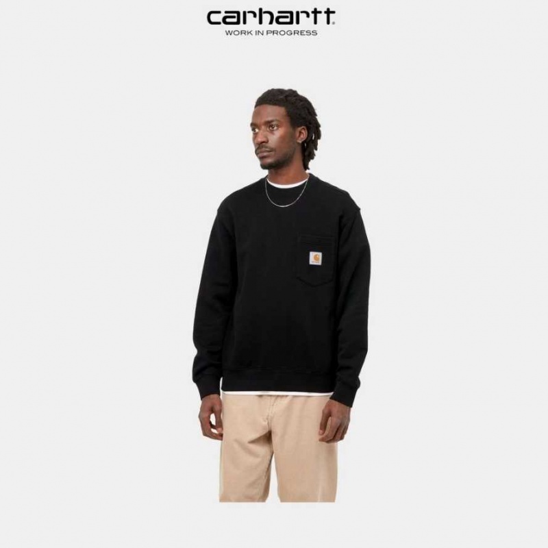 Carhartt Wip Pocket Sweatshirt Black (garment washed) | TH0000364