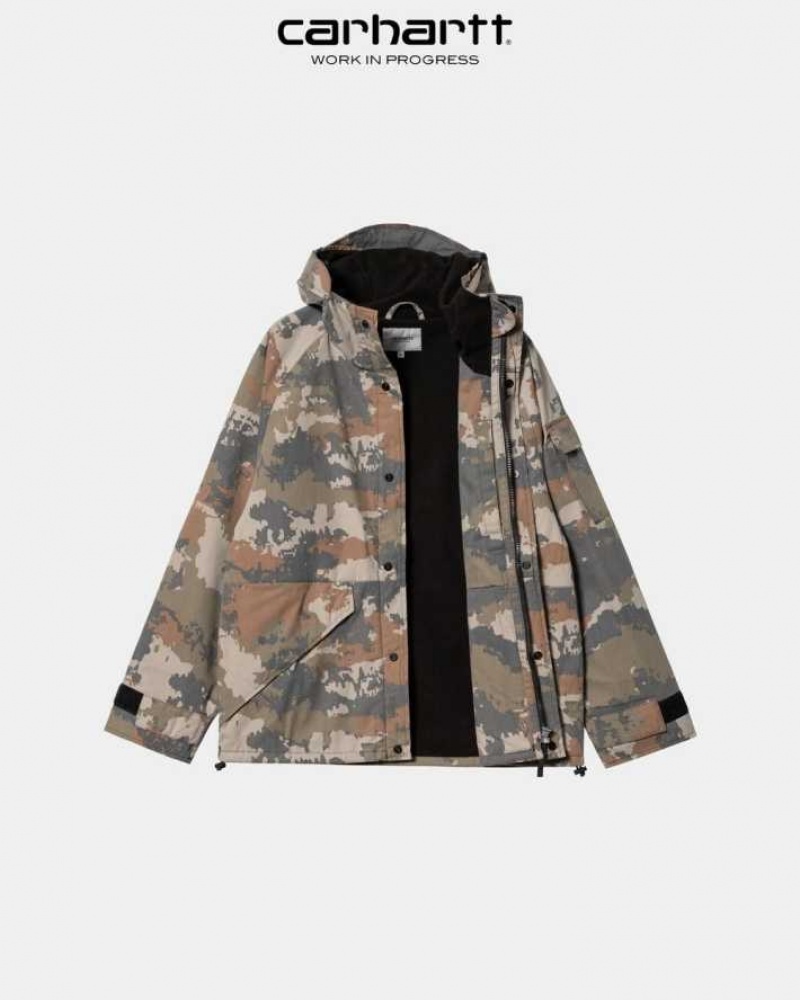 Carhartt Wip Prospector Jacket (Winter) Black Woodland Trail Print | TH0000107