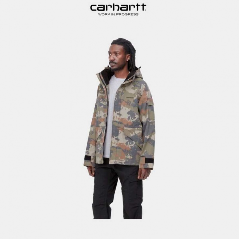 Carhartt Wip Prospector Jacket (Winter) Black Woodland Trail Print | TH0000107