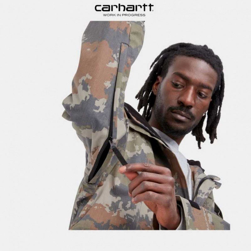 Carhartt Wip Prospector Jacket (Winter) Black Woodland Trail Print | TH0000107