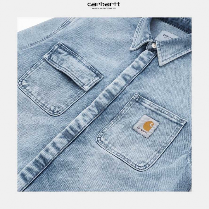 Carhartt Wip Salinac Shirt Jacket Blue (light used wash) | TH0000110