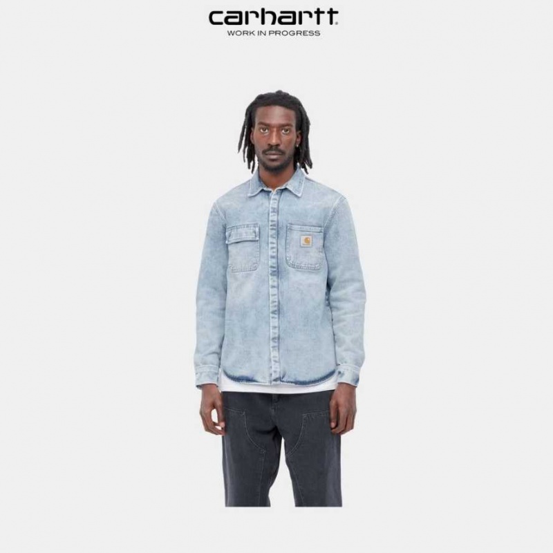 Carhartt Wip Salinac Shirt Jacket Blue (light used wash) | TH0000110