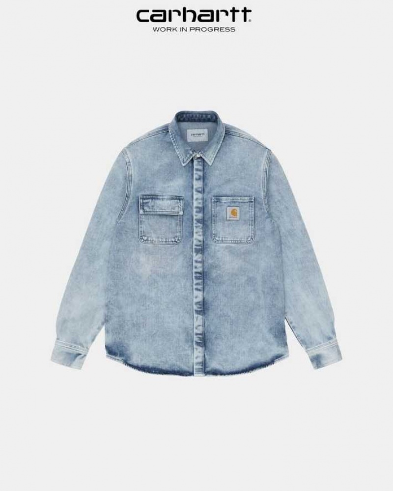 Carhartt Wip Salinac Shirt Jacket Blue (light used wash) | TH0000110