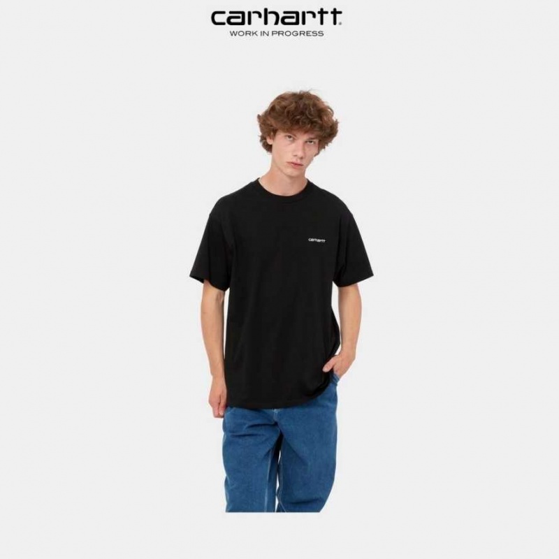 Carhartt Wip Script Embroidery T-Shirt Black | TH0002323