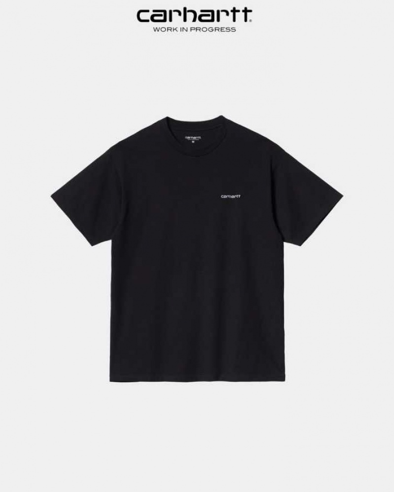 Carhartt Wip Script Embroidery T-Shirt Black | TH0002323