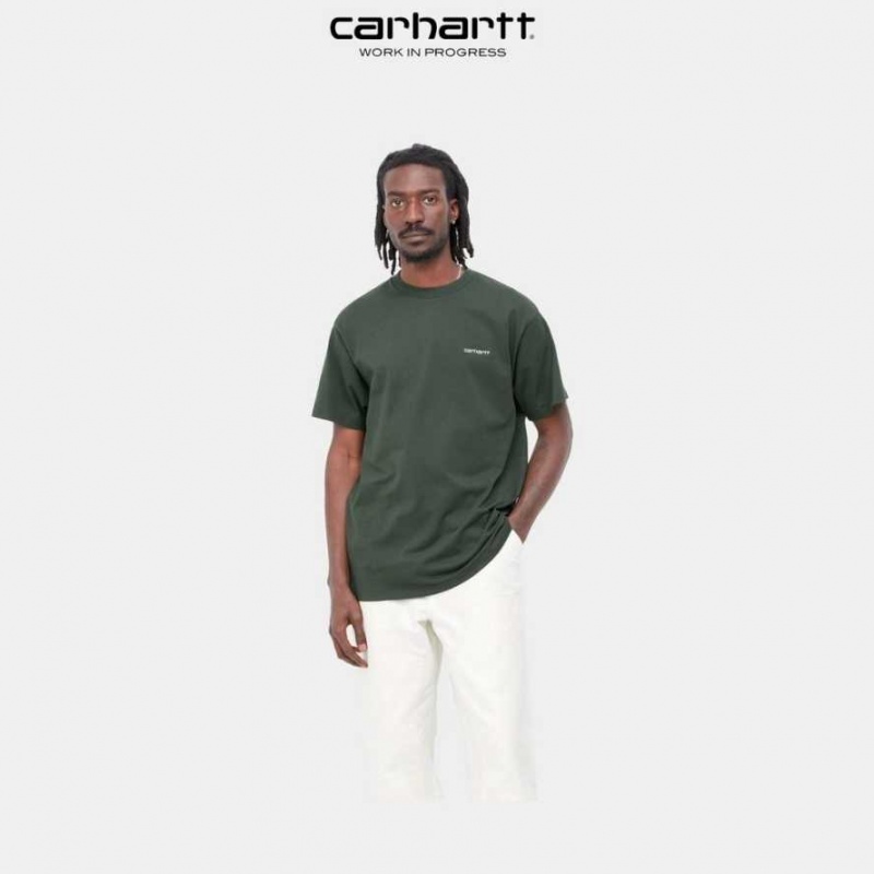 Carhartt Wip Script Embroidery T-Shirt Boxwood | TH0002322