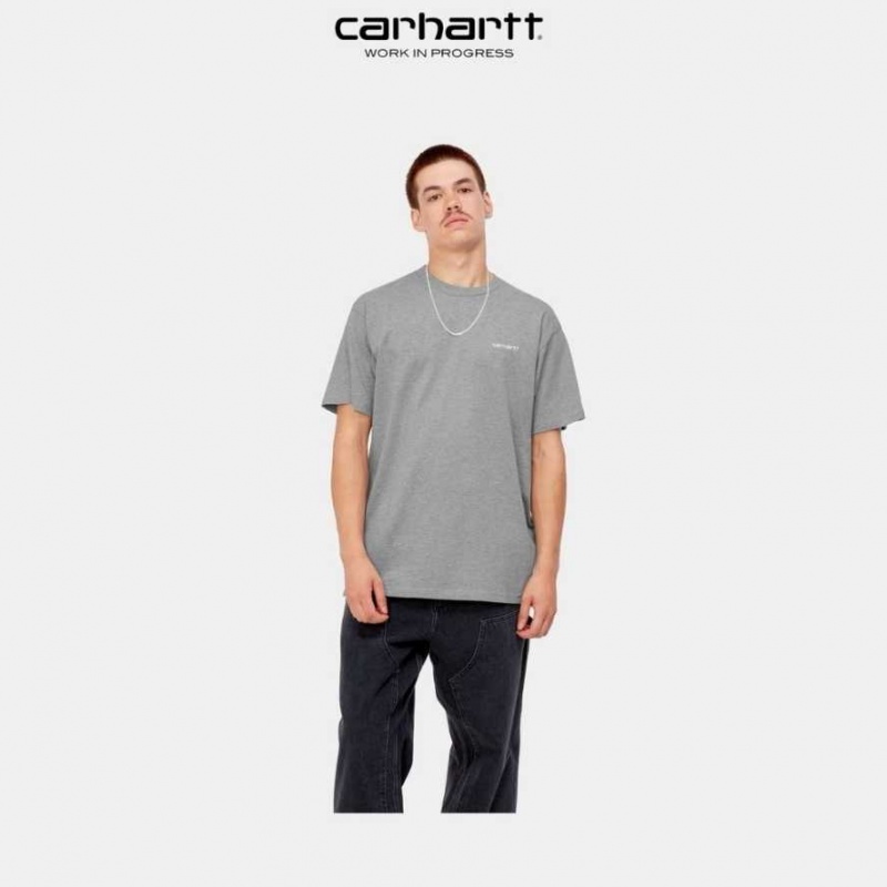 Carhartt Wip Script Embroidery T-Shirt Grey Heather | TH0002325